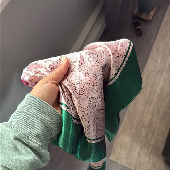 Floral Silk Scarf with Green Border - Picture 4 of 6